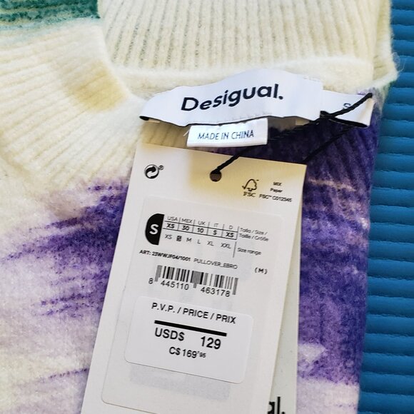 DESIGUAL sweater white US Small - Picture 2 of 3